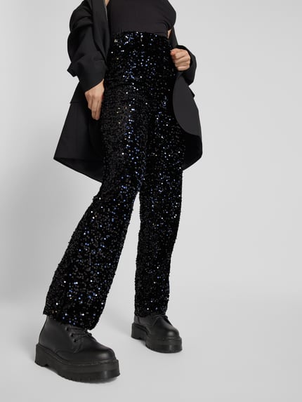 PIECES Relaxed Fit Weite Hose mit Pailletten Modell 'KAM' Black 3