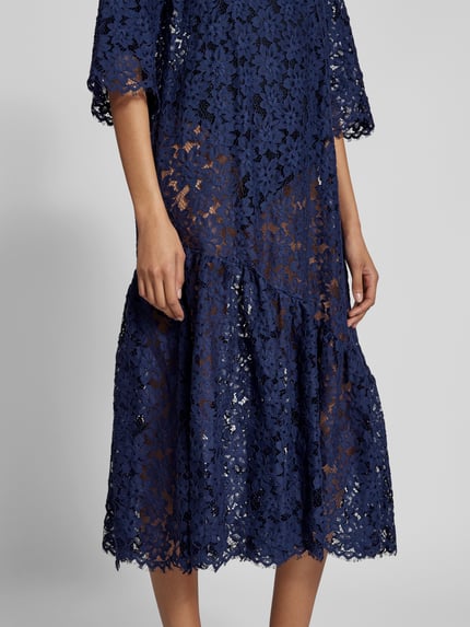 BAUM & PFERDGARTEN Midi-jurk van florale kant Oceaanblauw - 3