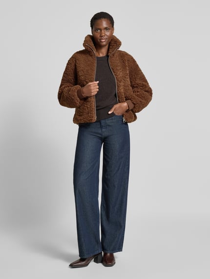 Marc O'Polo Boxy Fit Teddy-Jacke mit Pattentaschen Mittelbraun 1
