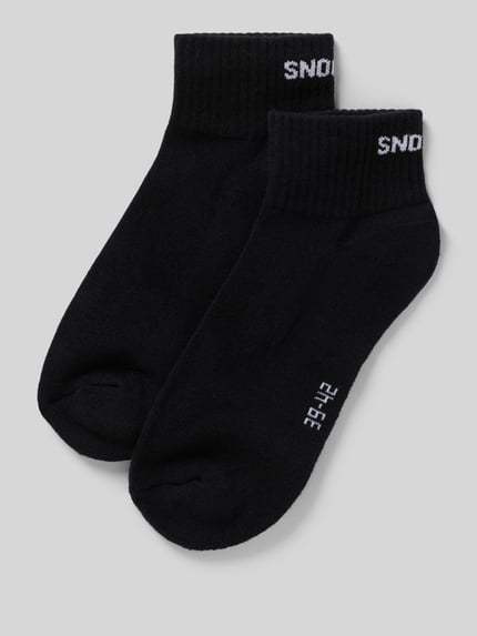 Produktfoto, Socken mit Label-Detail im 2er-Pack von Snocks, schwarz, Baumwoll-Mix mit Stretch, Rippenbündchen, körpernahe Passform