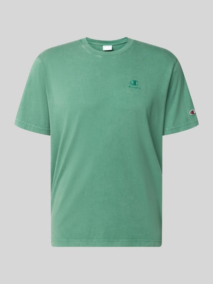 T-Shirt mit Label-Stitching und Rundhalsausschnitt Shop The Look MANNEQUINE