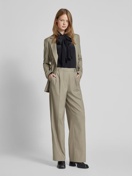 Jake*s Collection Flared Anzughose mit Bundfalten Schilf 1
