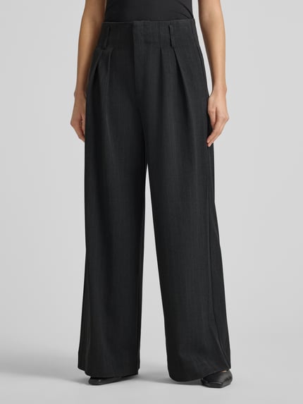 My Essential Wardrobe High waist stoffen broek met wijde pijpen, model 'Luna' Antraciet - 4
