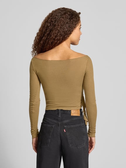 DAISY STREET Cropped Longsleeve mit Volant Khaki 5