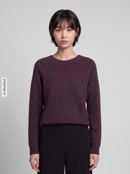 VERO MODA sweter o kroju regular fit z okrągłym dekoltem model 'DOFFY' Ciemnoczerwony 4