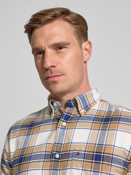 Tommy Hilfiger Regular Fit Flanellhemd aus reiner Baumwolle Offwhite 3