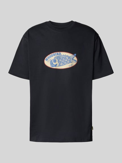 WOODBIRD T-Shirt mit Label-Print Modell 'Baine' Black 2