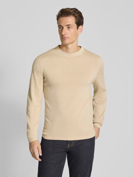 Selected Sweter z dzianiny o kroju regular fit z czystej bawełny model ‘RAVI’ Złamany biały 4