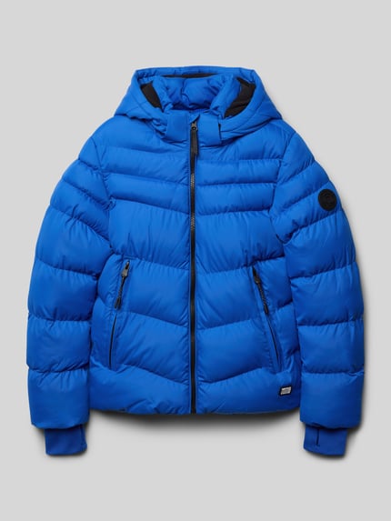 Cars Jeans Regular fit gewatteerd jack met logo-applicatie, model 'Hey Ward' Koningsblauw - 1