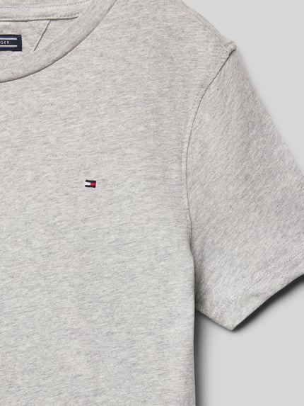Produktfoto, Regular Fit T-Shirt aus reiner Baumwolle von Tommy Hilfiger, Kinder T-Shirt mit Rundhalsausschnitt und Logo-Print, grau meliert, glatte Struktur