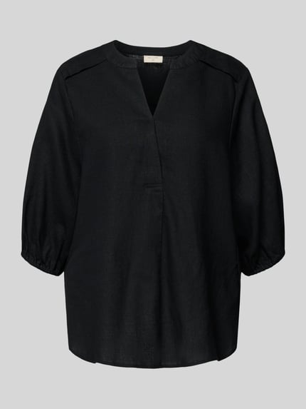 FREE/QUENT Bluse aus Leinen-Mix mit verlängertem Rücken Modell 'Lava' Black 2