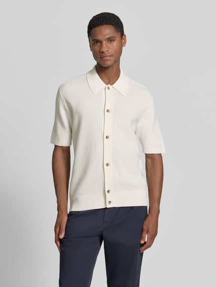 Tiger of Sweden regular fit poloshirt met structuurpatroon model 'ARAAWEN' Offwhite - 4