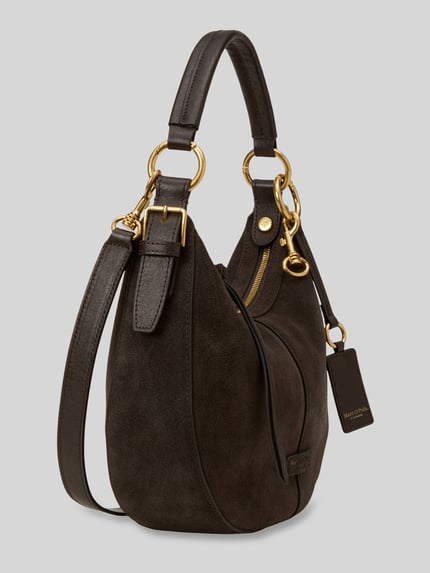 Marc O'Polo Umhängetasche aus Rindsvelours mit Goldhardware Dunkelbraun 3