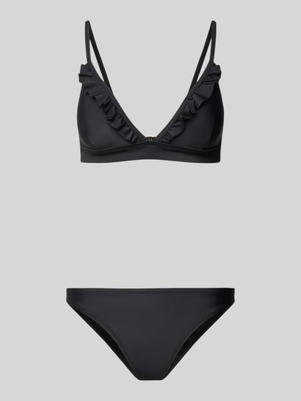 Productfoto, zwart Bikini-Set met ruches model 'Beau' van Shiwi, stretchmateriaal, nauwsluitend, damesbikini, gladde textuur
