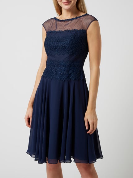 LUXUAR FASHION Cocktailjurk van mesh en chiffon Donkerblauw - 4
