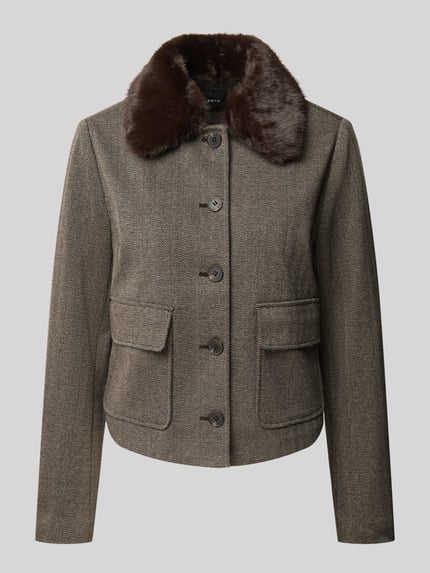 zero Webpelzjacke mit kontrastierendem Kragen Dunkelbraun 1