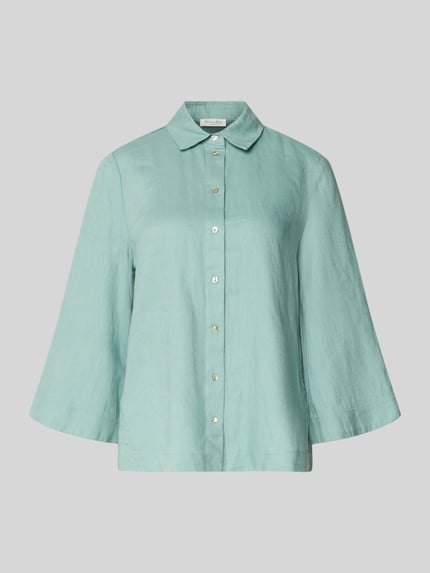 Produktfoto, Relaxed Fit Leinenbluse mit 3/4-Arm von Christian Berg Woman aus reinem Leinen in Hellgrün mit Hemdblusenkragen und Knopfleiste