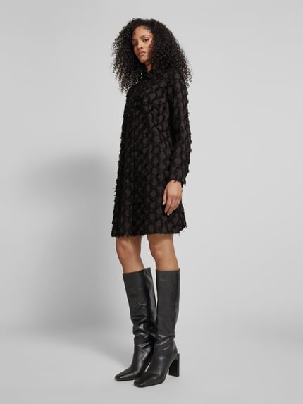 Jake*s Studio Woman Knielanges Kleid mit Fransen und Knopfleiste Black 4