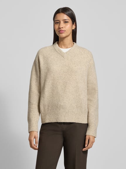 Samsøe Samsøe Strickpullover mit gerippten Abschlüssen Modell 'SAMELODY' Sand Melange 4