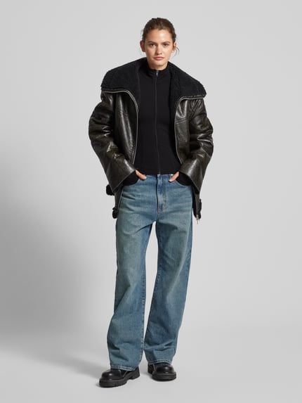 Gina Tricot Slim fit sweatjack met opstaande kraag Zwart - 1