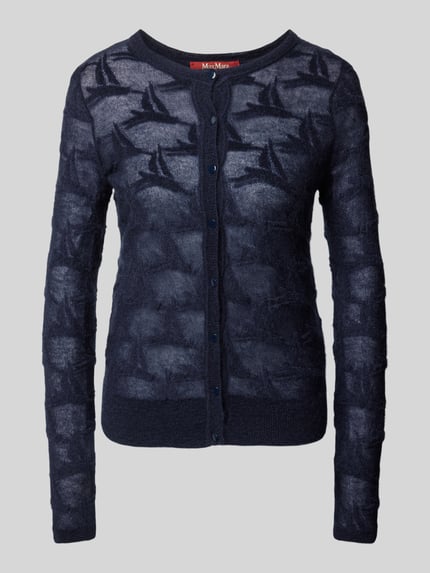 Max Mara Studio Strickjacke mit floralem Muster Modell 'CURZIO' Marine 2