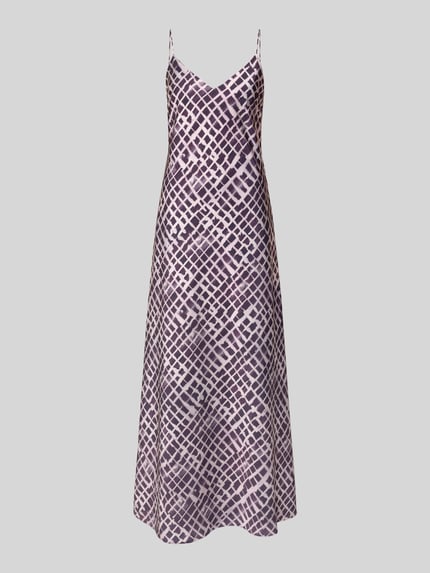 Produktfoto, Abendkleid im Allover-Look mit Spaghettiträgern von Jake*s Cocktail, satynowa, linia A, długość maxi, dekolt V, wzór allover, Szerokość w rozmiarze 36: 42 cm, długość pleców w rozmiarze 36: 148 cm