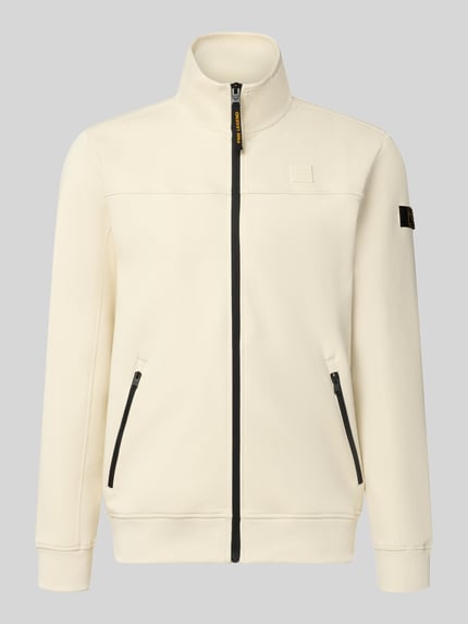 Produktfoto, Sweatjacke mit Label-Patches und Stehkragen von PME Legend in Elfenbein, Baumwoll-Mix mit Stretch, Reißverschlusstaschen, gerippte Abschlüsse