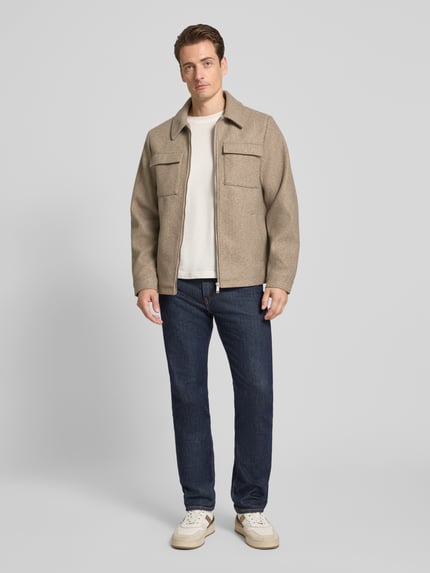 Casual Friday Kurtka koszulowa o kroju regular fit z kieszeniami na piersi model ‘MOBERG’ Szarobrązowy melanż 1