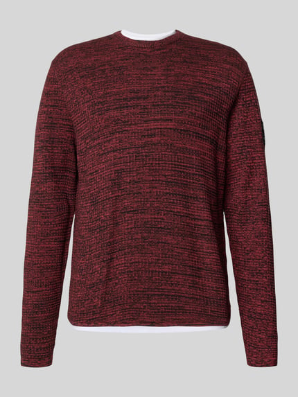 Tom Tailor Denim Regular Fit Strickpullover aus Baumwoll-Mix Dunkelrot 2