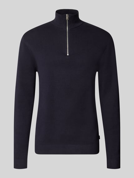 Produktfoto, Slim Fit pullover uit puur katoen Model 'MILANO' van JACK & JONES, schipperskraag, tricotlook, heren premium