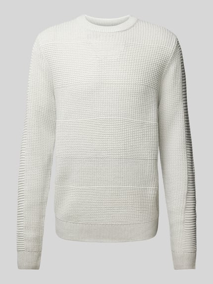 JACK & JONES Sweter z dzianiny z fakturowanym wzorem model ‘HUGO’ Jasnoszary 2