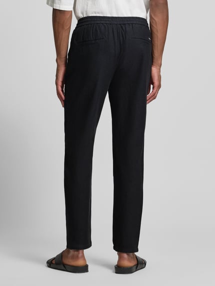 Scotch & Soda Jogpants van een katoen-linnenmix met elastische tailleband Zwart - 5