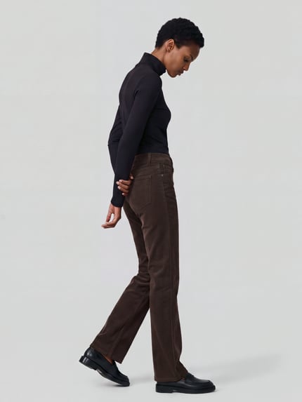 ANGELS Regular Fit Cordhose mit Label-Patch Modell 'Lara' Dunkelbraun 1