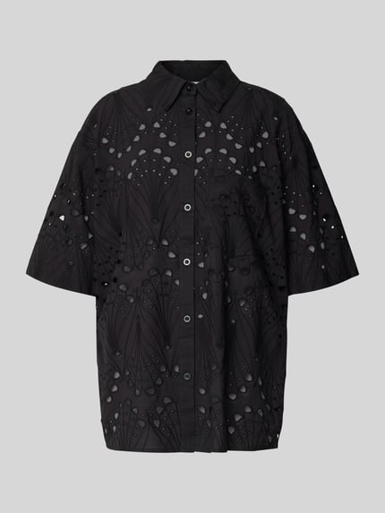 Gestuz Relaxed fit overhemdblouse van puur katoen, model 'baylor' Zwart - 2