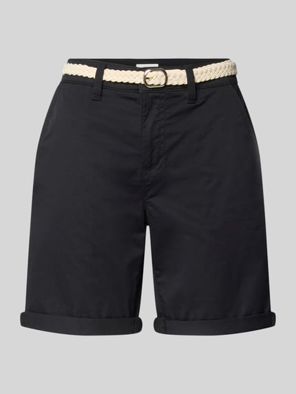 Produktfoto, Regular Fit Bermudas aus Baumwoll-Mix von s.Oliver RED LABEL in Optik: Unifarben, Twill-Textur, mit Gürtel und Umschlag-Beinabschluss
