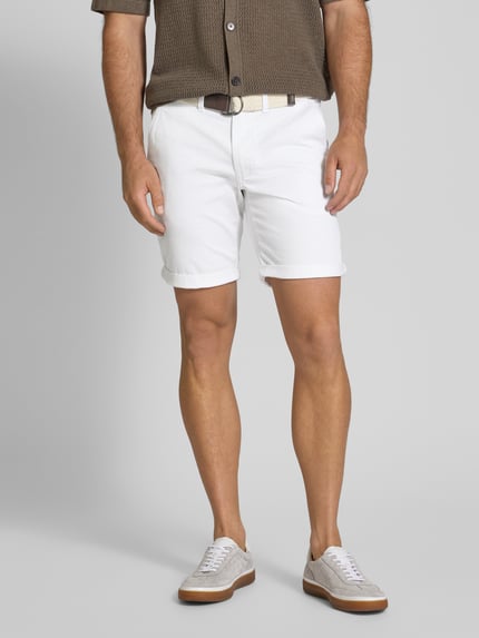 MCNEAL Slim Fit Bermudas mit Gürtel Weiss 4