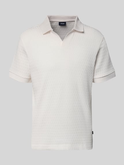 Productfoto, Regular Fit poloshirt met V-hals model 'Rauljose' van JOOP! collectie, puur katoen, structuurpatroon, ruglengte maat M 69 cm