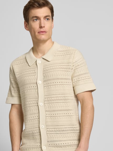 Selected Regular Fit Freizeithemd mit Polokragen Modell 'PALO' Beige 3