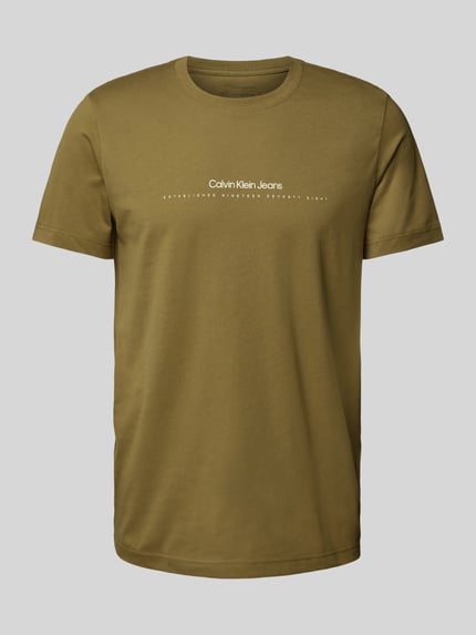 Calvin Klein Jeans T-shirt met labelprint Olijfgroen - 2