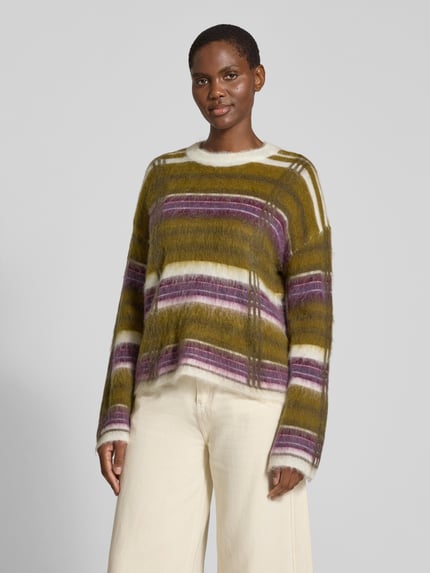 YAS Strickpullover im Allover-Look Modell 'CHEA' Oliv 4