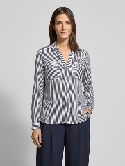 VERO MODA Hemdbluse mit aufgesetzten Brustpattentaschen Modell 'BUMPY' Marine 4