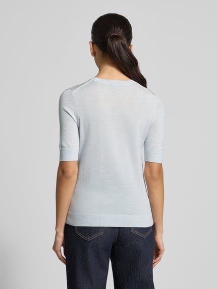 BOSS Shaped Fit Strickpullover aus reiner Schurwolle Modell 'Farbella' Hellblau 5