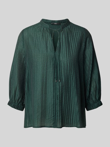 Produktfoto, Regular Fit Bluse aus Lyocell-Mix mit 3/4-Arm von Zero, ciemnozielony, subtelna faktura, krój regular fit, sznurowanie, długość tyłu 59 cm, długość rękawa 43 cm