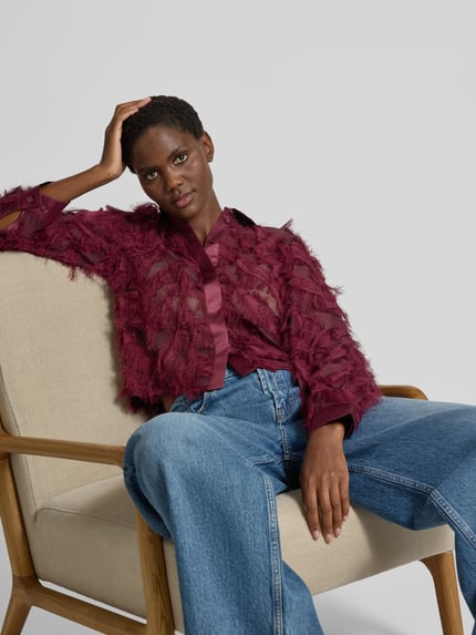 Selected Regular fit overhemdblouse in semi-transparante look, model 'MYLINE' Prune - 3