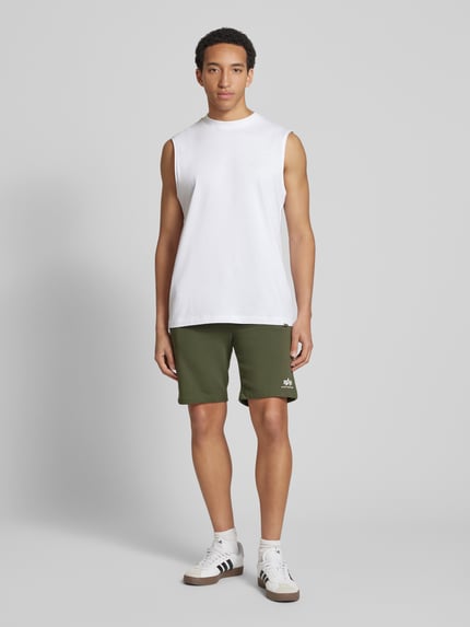 Alpha Industries Szorty z dzianiny dresowej z elastycznym pasem i tunelem Oliwkowy 1