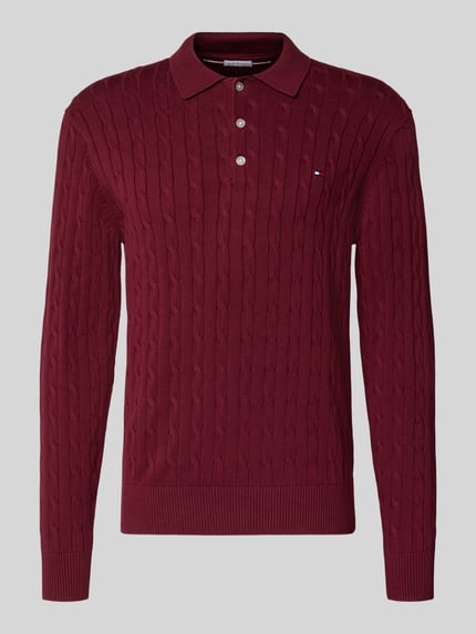 Tommy Hilfiger Regular Fit Pullover aus reiner Baumwolle Bordeaux 2