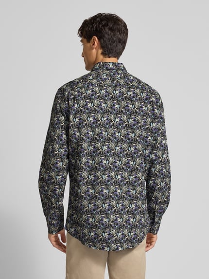Christian Berg Men Regular fit vrijetijdsoverhemd met bloemenmotief Zwart - 5