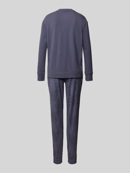 SCHIESSER Regular Fit Pyjama mit Rundhalsausschnitt Blau 3