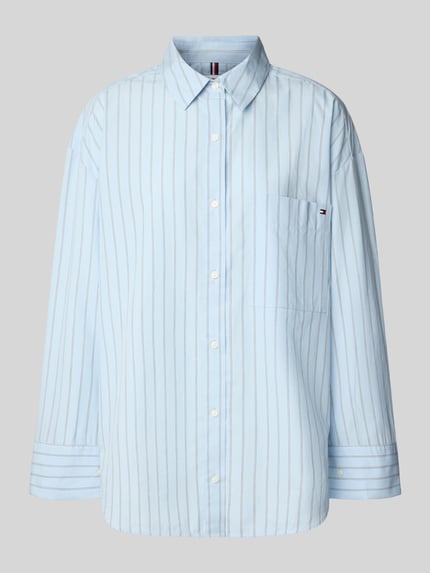 Tommy Hilfiger Oversized Hemdbluse aus reiner Baumwolle Hellblau 2