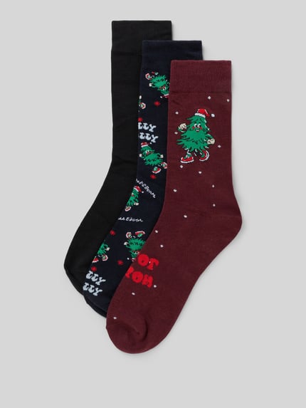 JACK & JONES Sokken met motiefstitching, model 'Jolly' Bordeaux - 1